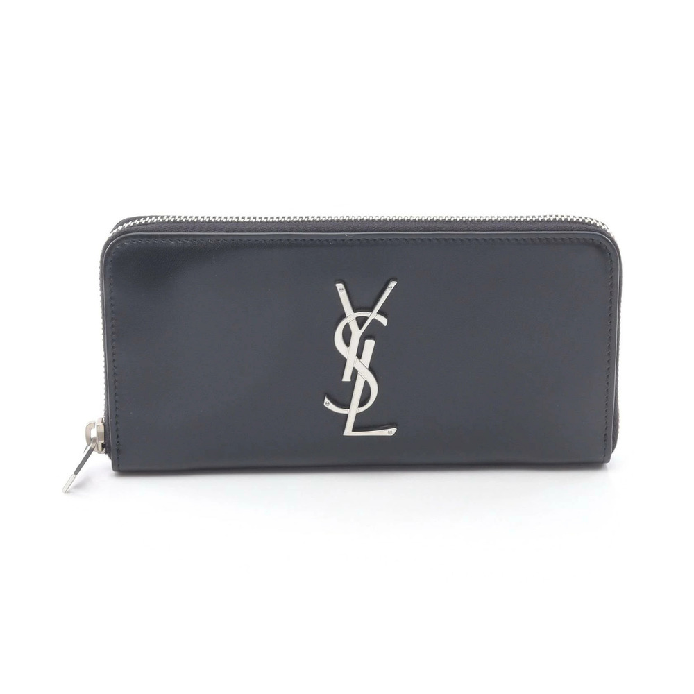 Saint Laurent Paris Monogram Round Zip Wallet Leather Black